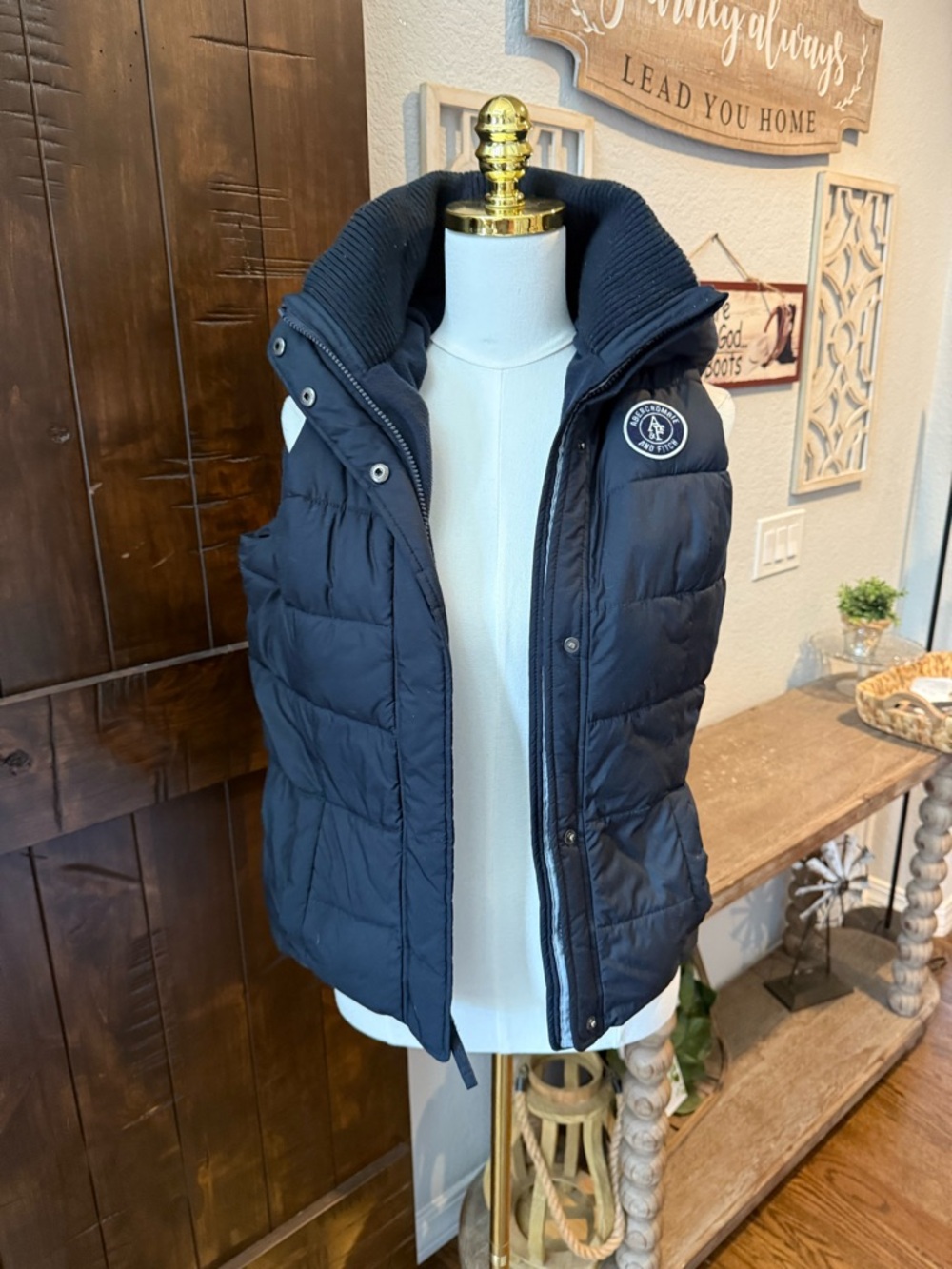Abercrombie & Fitch Navy Quilted Puffer Vest